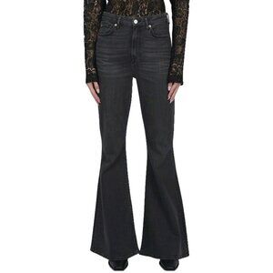 7 For All Mankind Megaflare Black High Rise Denim Flared Jeans Women's Size 27